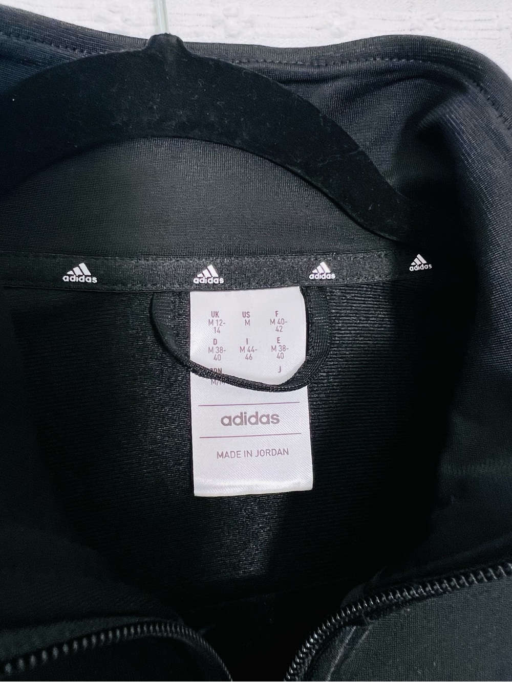 adidas Black Track Jacket with White Three-Stripe Sleeves - Picture 9 of 10